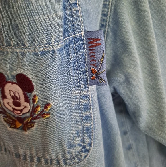 Vintage Disney Mickey Mouse long sleeve button down denim shirt corduroy… - Picture 6 of 8
